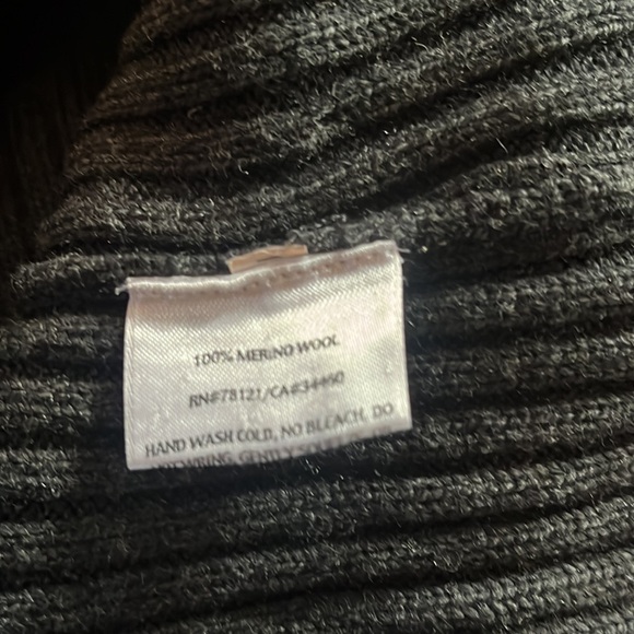 EILEEN FISHER DARK GREY MERINO WOOL RIBBED MOCK TURTLENECK SWEATER GREAT COND XS - Picture 9 of 9